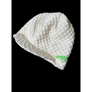 Empyre Women’s White Crochet Beanie Winter Hat With Bill Rim